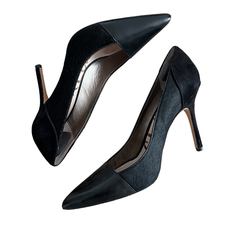 Gorgeous Black Pumps! Leather, calf hair and suede- Sam Edelman, size 8.5